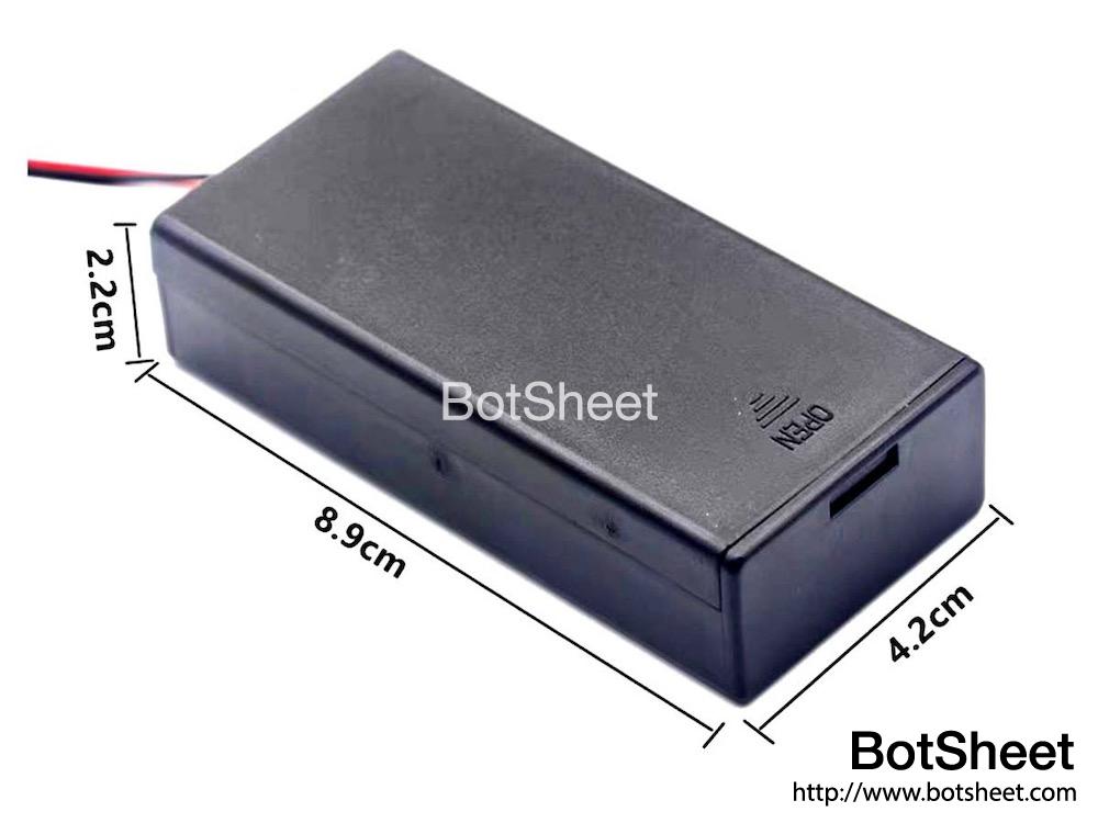 battery-holder-2x18650-cover-and-switch-barrel-jack-dimension