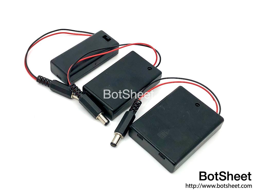 battery-holder-AAA-with-cover-and-switch-barrel-jack