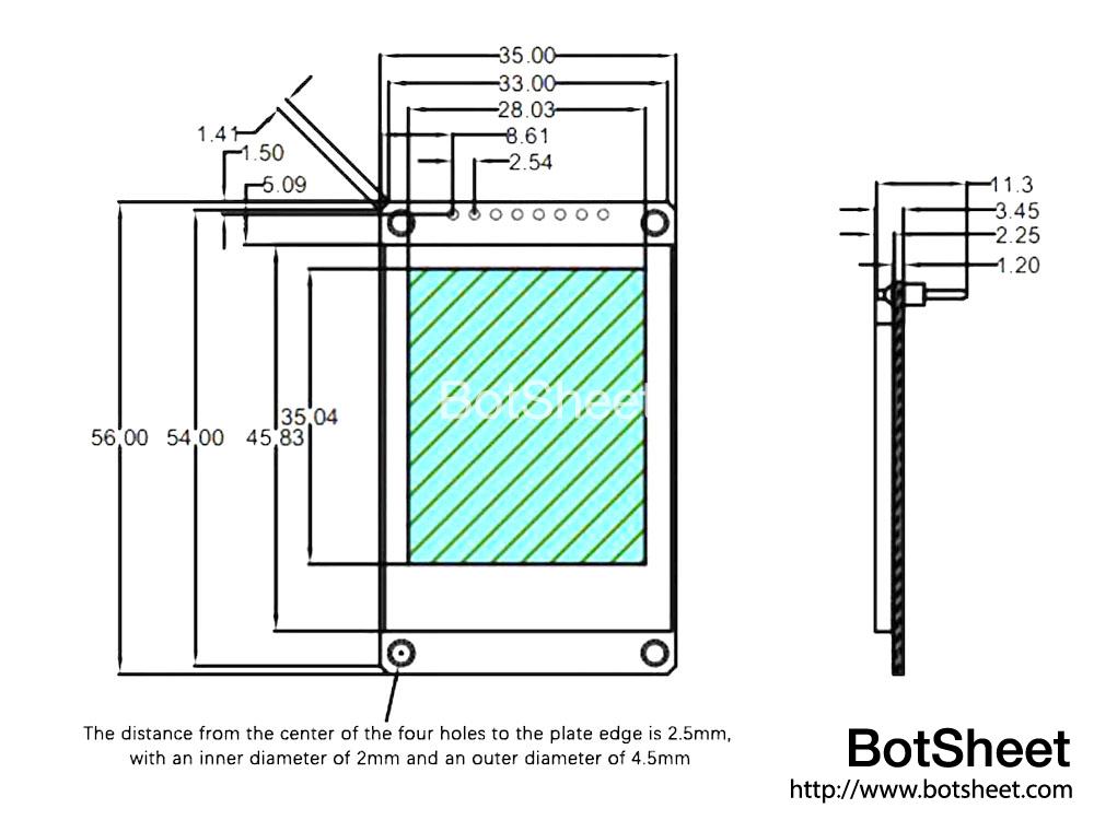 color-1.8-tft-lcd-display-with-spi-dimension