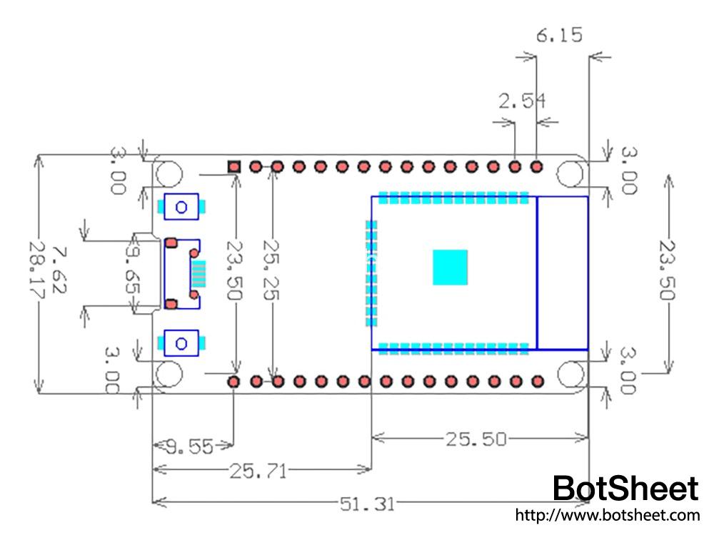 doit-esp32-devkit-dimension