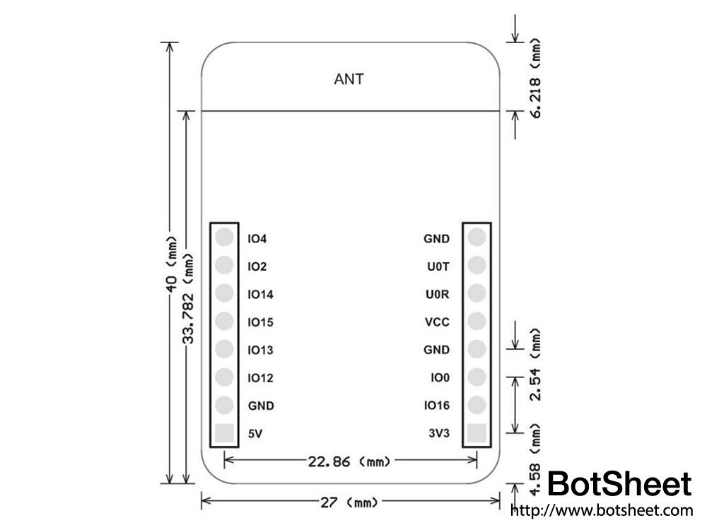 esp32-cam-development-board-dimension