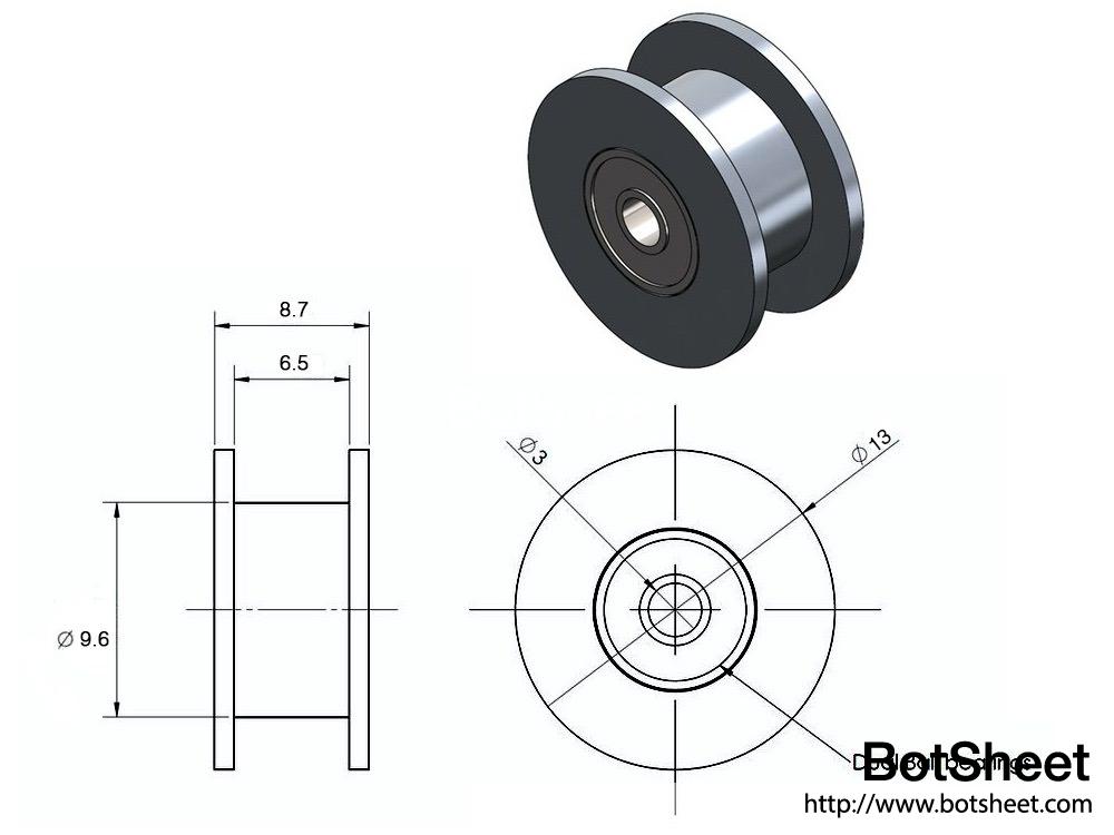 gt2-idler-pulley-16-teeth-6mm-belt-3mm-bore-smooth