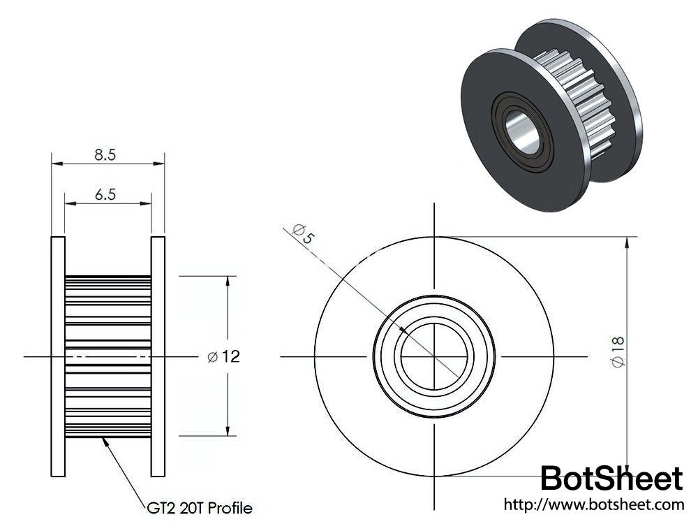 gt2-idler-pulley-16-teeth-6mm-belt-3mm-bore-with-teeth