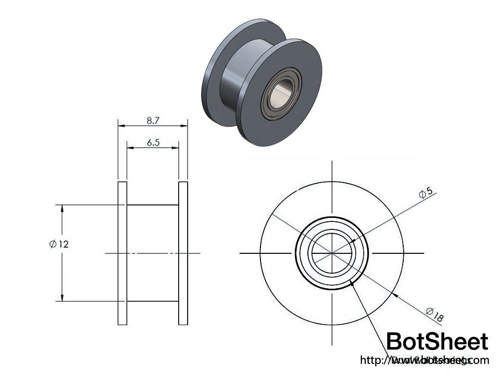 gt2-idler-pulley-20-teeth-6mm-belt-5mm-bore-smooth